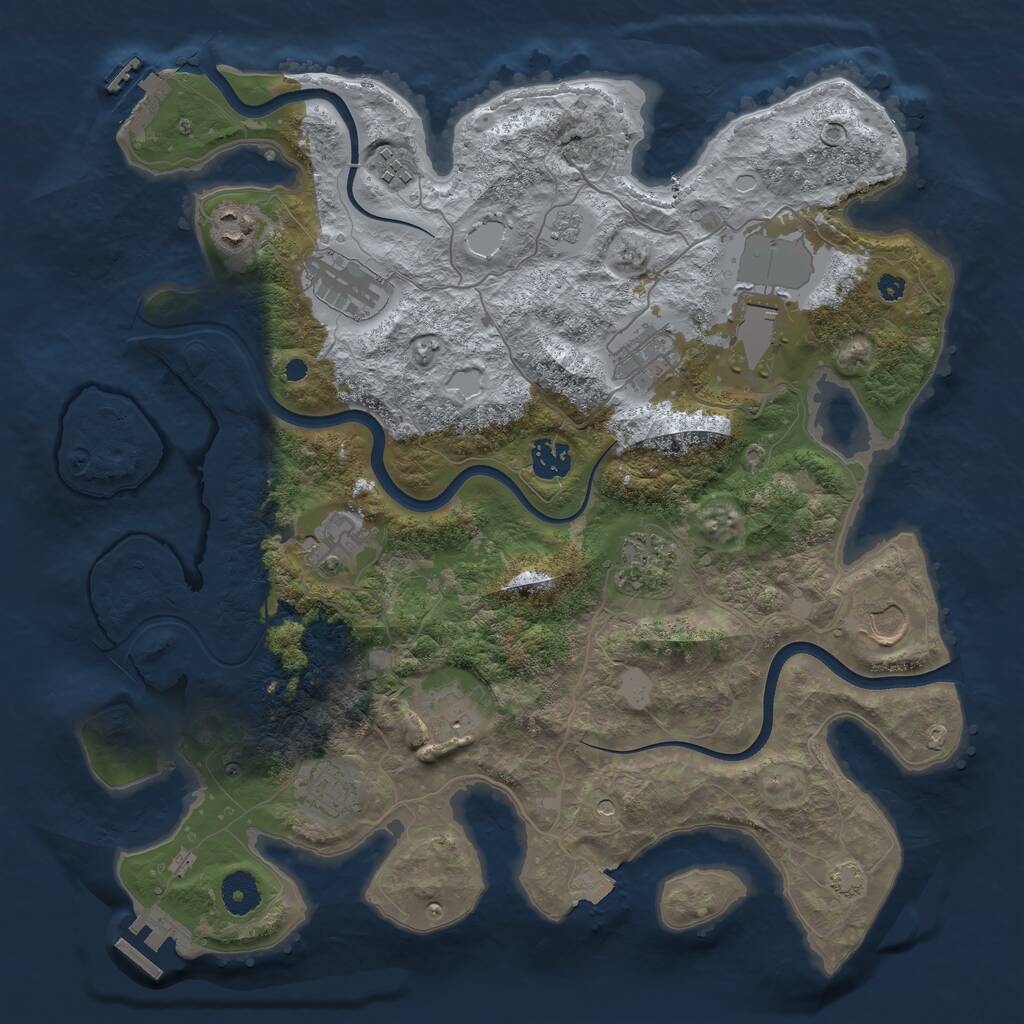 Rust Map: Procedural Map, Size: 3750, Seed: 900704398, 17 Monuments