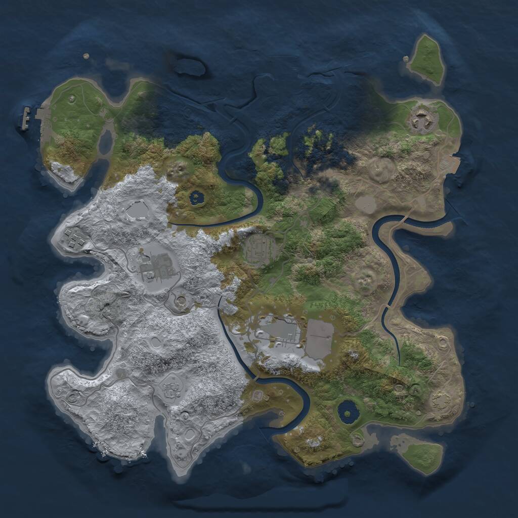 Rust Map: Procedural Map, Size: 3500, Seed: 167002184, 11 Monuments