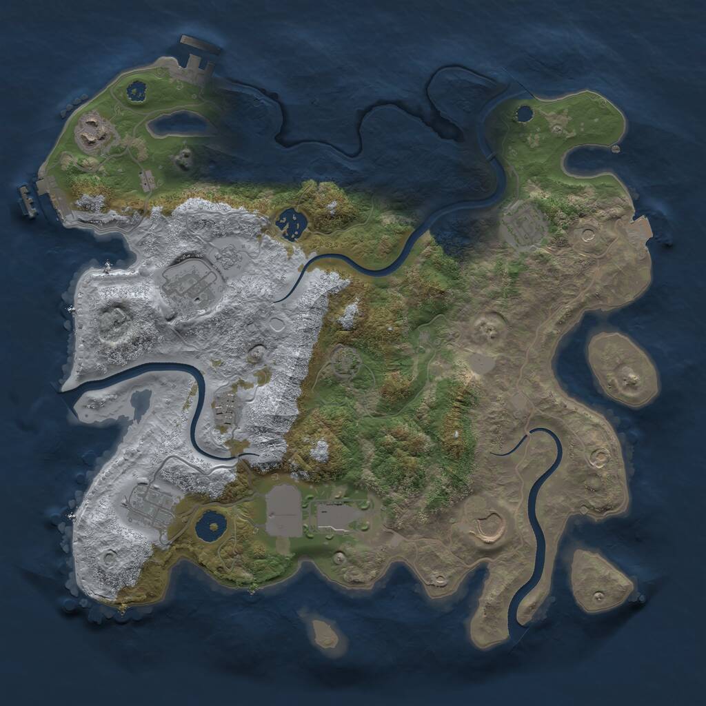 Rust Map: Procedural Map, Size: 3500, Seed: 279393063, 14 Monuments