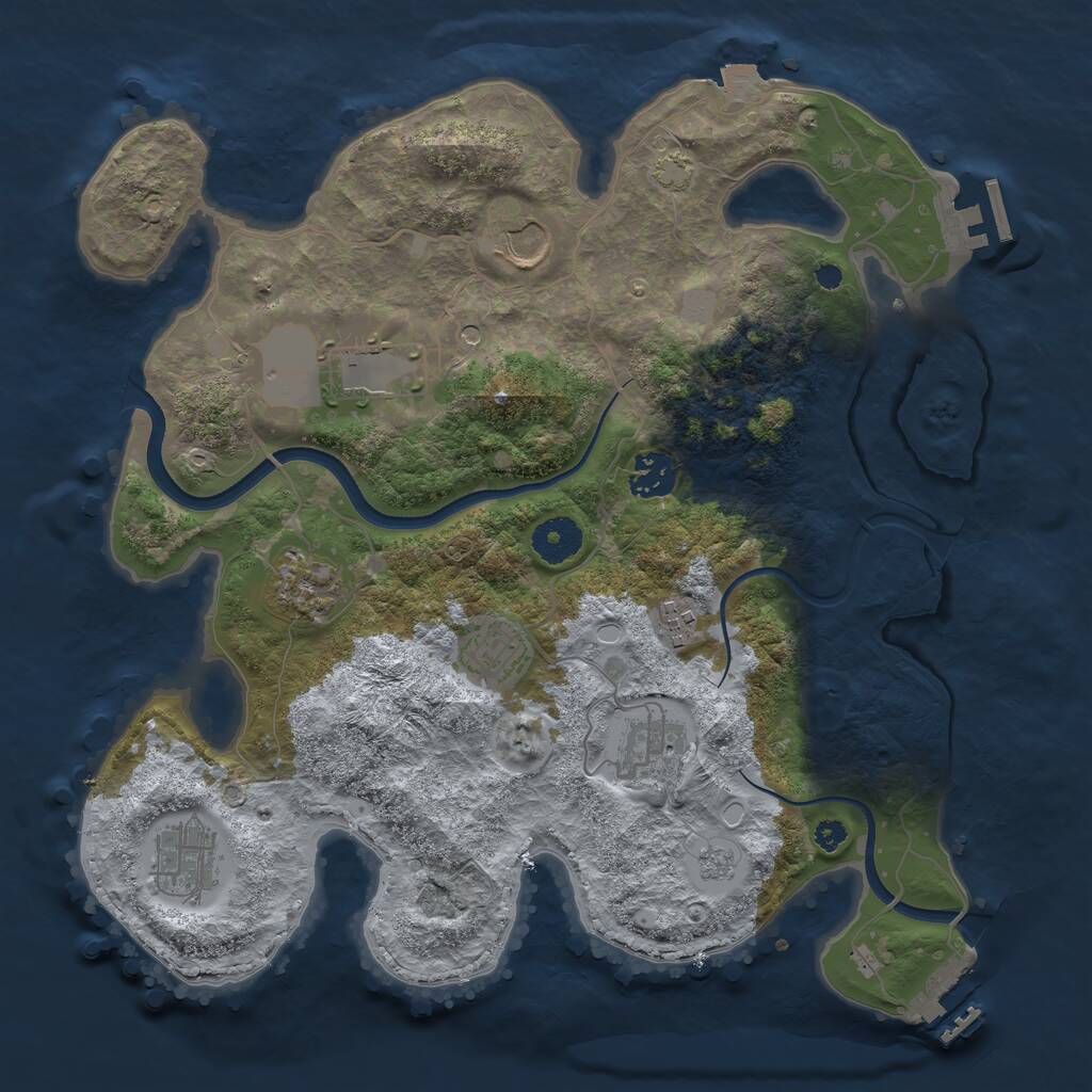 Rust Map: Procedural Map, Size: 3500, Seed: 139605740, 14 Monuments