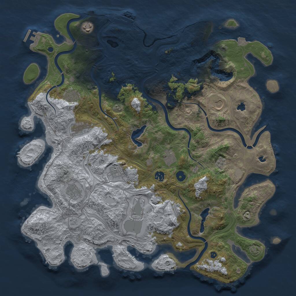Rust Map: Procedural Map, Size: 4500, Seed: 940760225, 16 Monuments