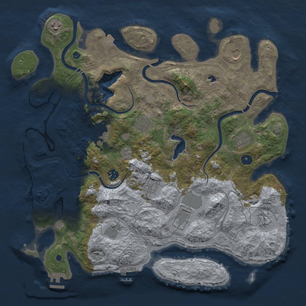 Rust Map: Procedural Map, Size: 4250, Seed: 1465204133, 17 Monuments