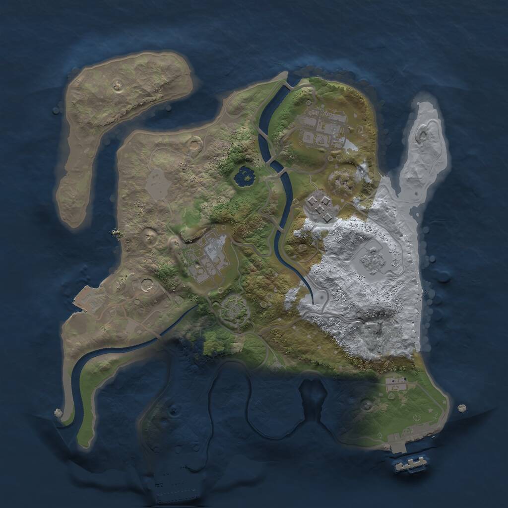 Rust Map: Procedural Map, Size: 2500, Seed: 20260704, 9 Monuments