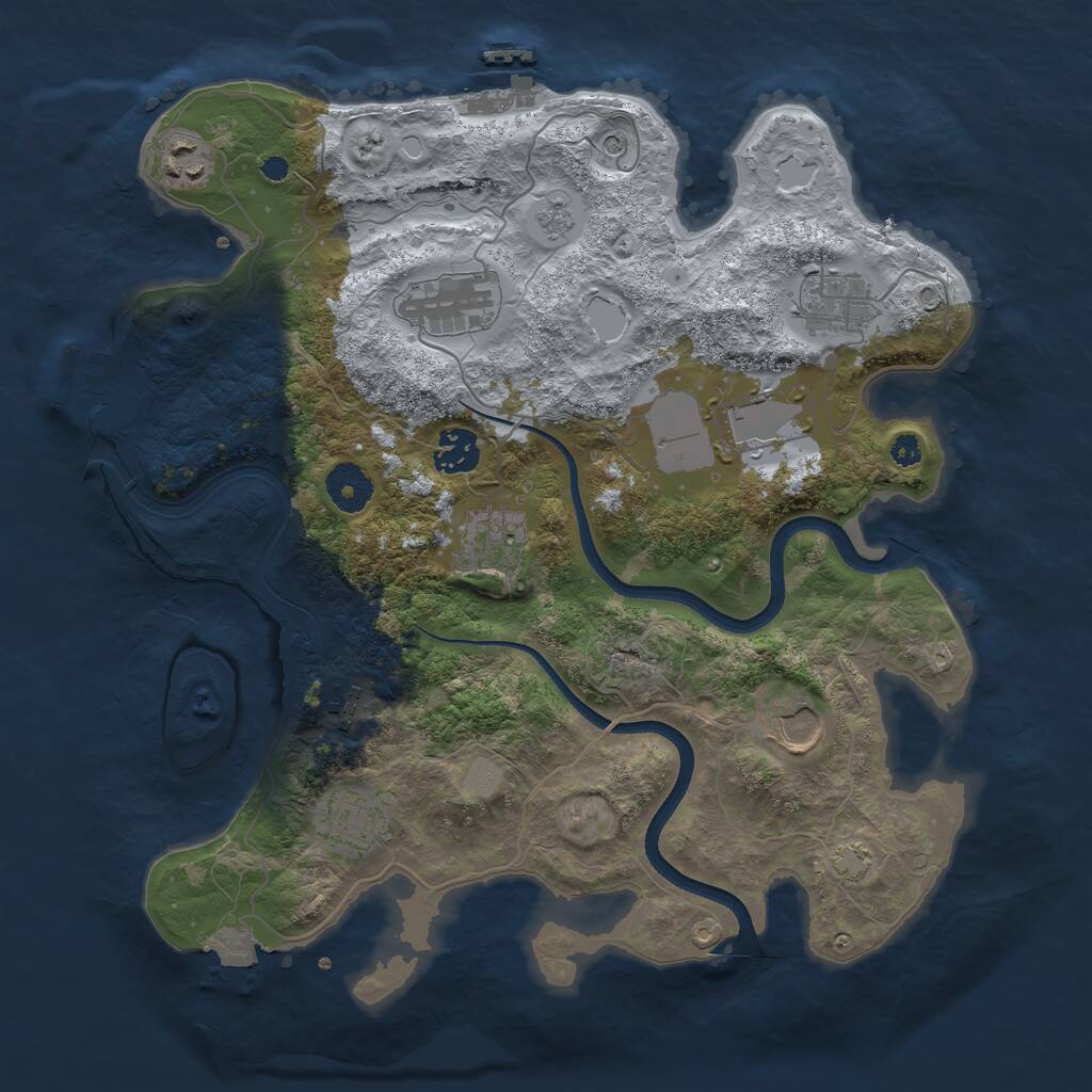 Rust Map: Procedural Map, Size: 3500, Seed: 1955243033, 15 Monuments