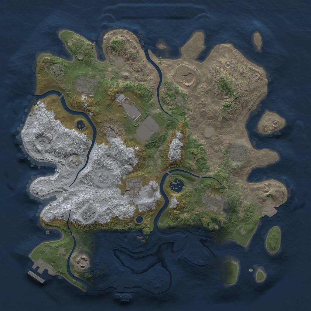 Rust Map: Procedural Map, Size: 3500, Seed: 1344372808, 15 Monuments