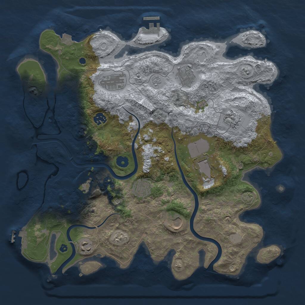 Rust Map: Procedural Map, Size: 3800, Seed: 12357, 16 Monuments