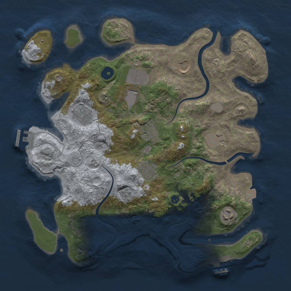 Rust Map: Procedural Map, Size: 3500, Seed: 993272787, 14 Monuments