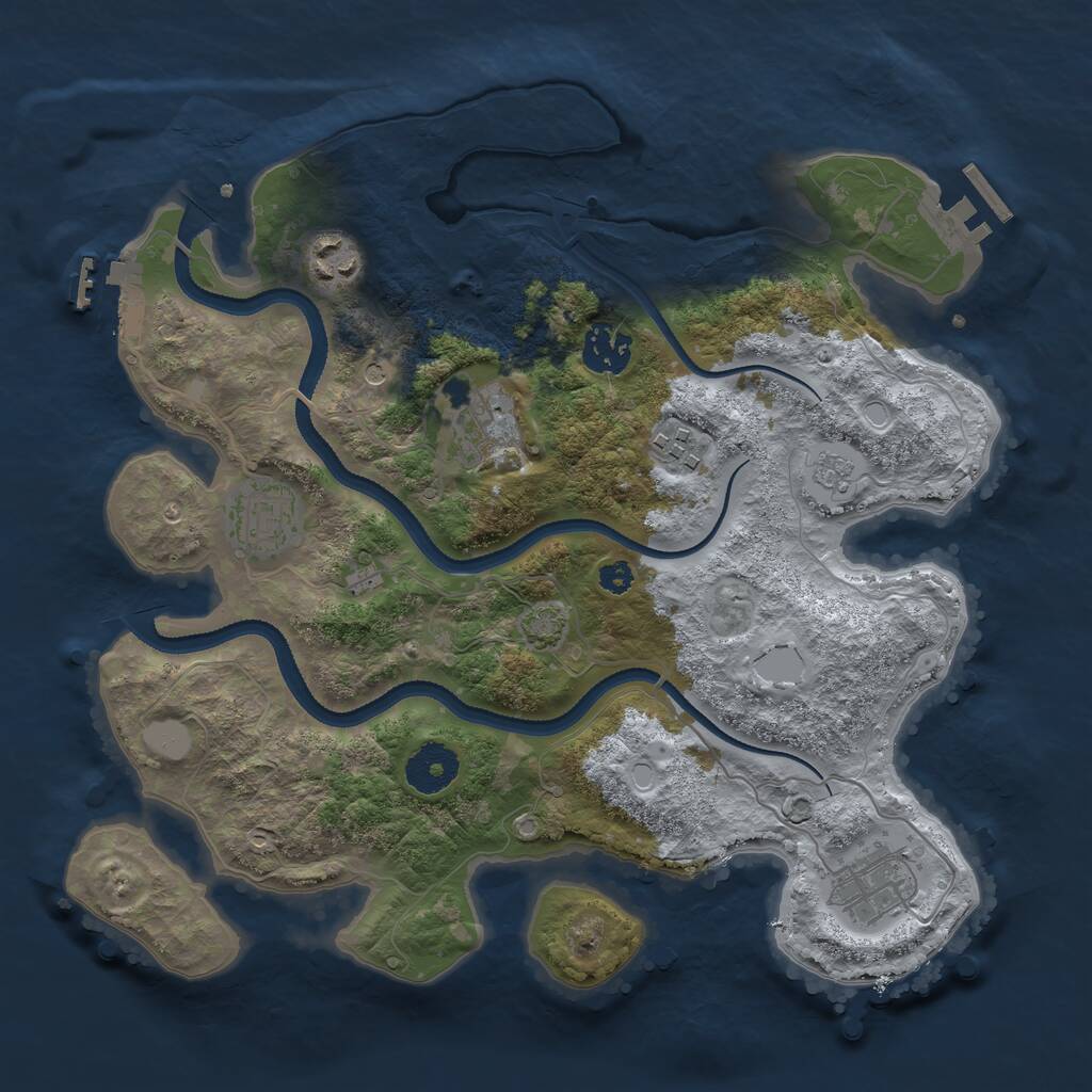 Rust Map: Procedural Map, Size: 3250, Seed: 755344691, 12 Monuments
