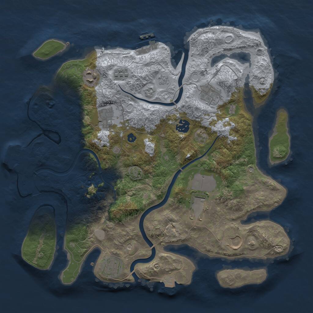 Rust Map: Procedural Map, Size: 3500, Seed: 2047212231, 14 Monuments