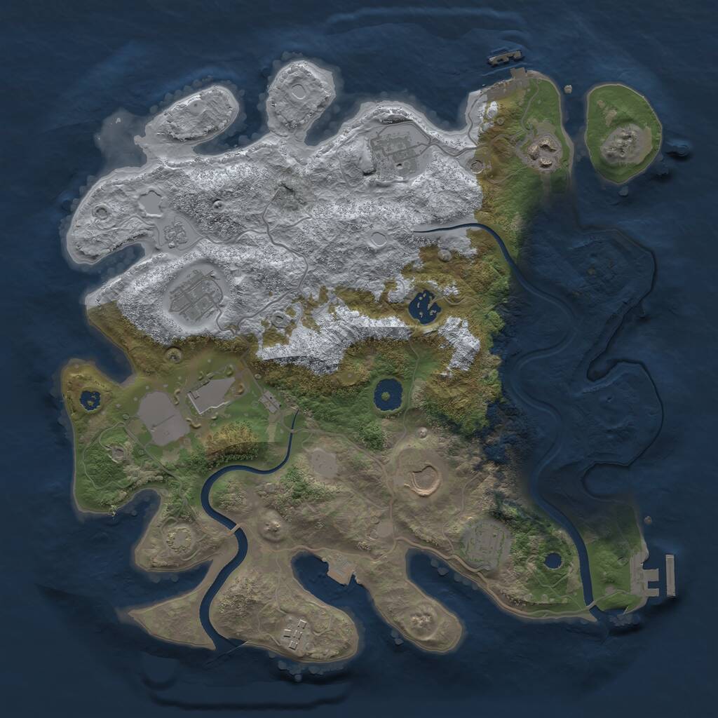 Rust Map: Procedural Map, Size: 3500, Seed: 43880943, 14 Monuments
