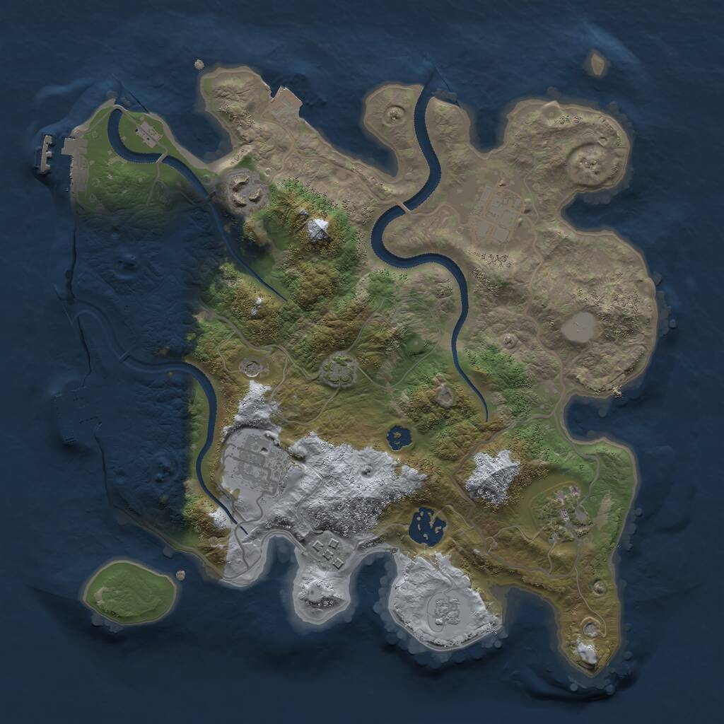Rust Map: Procedural Map, Size: 3000, Seed: 1836944809, 12 Monuments
