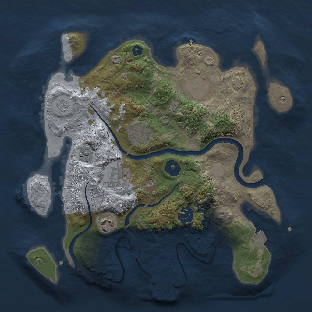 Rust Map: Procedural Map, Size: 3000, Seed: 601285831, 11 Monuments