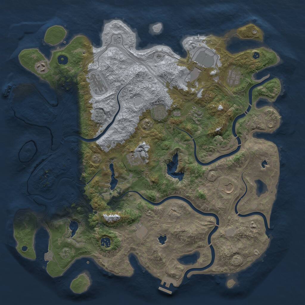 Rust Map: Procedural Map, Size: 4500, Seed: 527089553, 17 Monuments