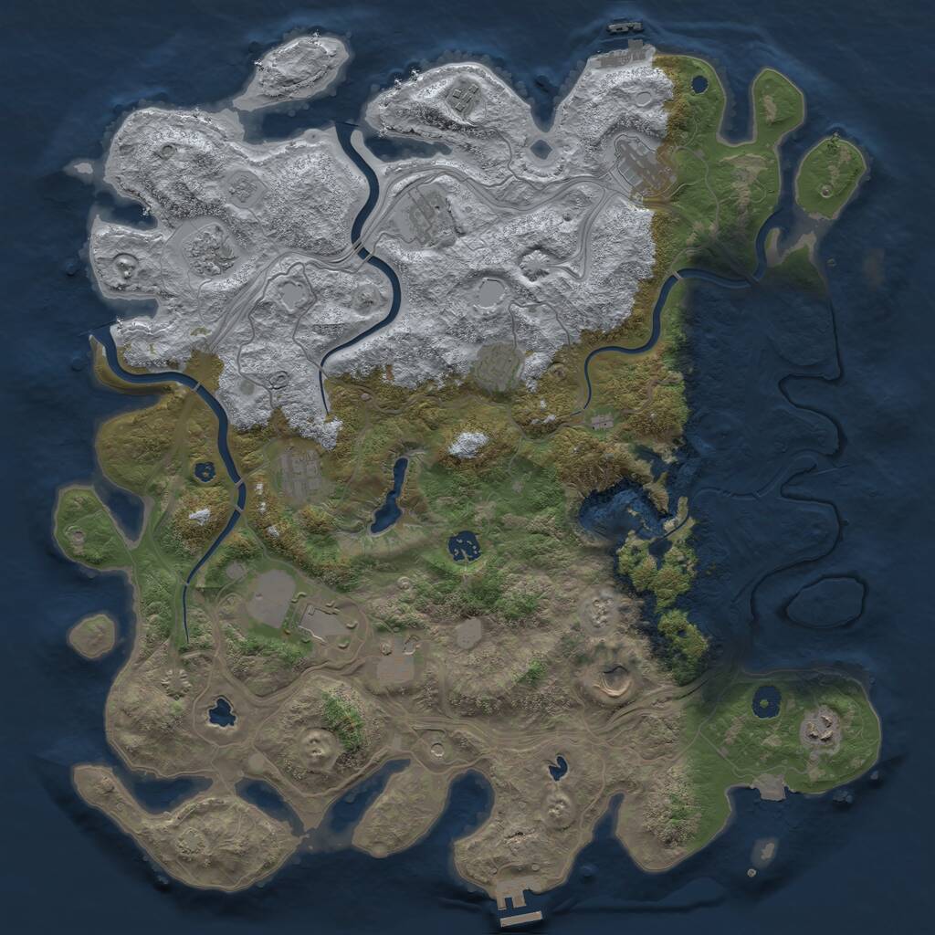 Rust Map: Procedural Map, Size: 4500, Seed: 500573427, 17 Monuments
