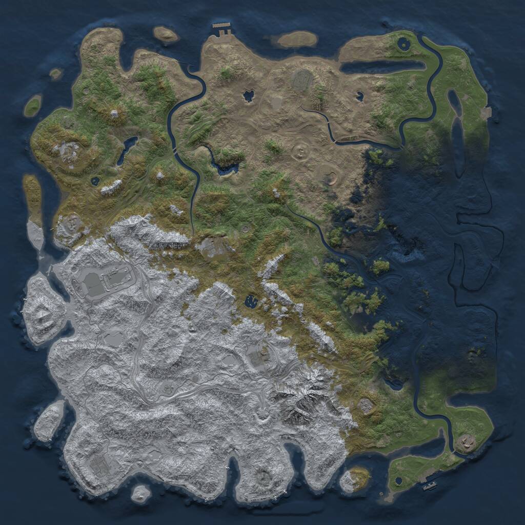 Rust Map: Procedural Map, Size: 6000, Seed: 1128746713, 17 Monuments