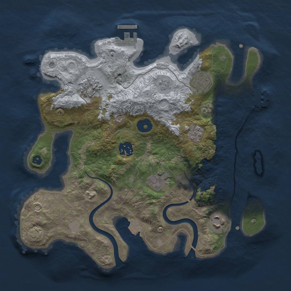 Rust Map: Procedural Map, Size: 3000, Seed: 1007186951, 12 Monuments