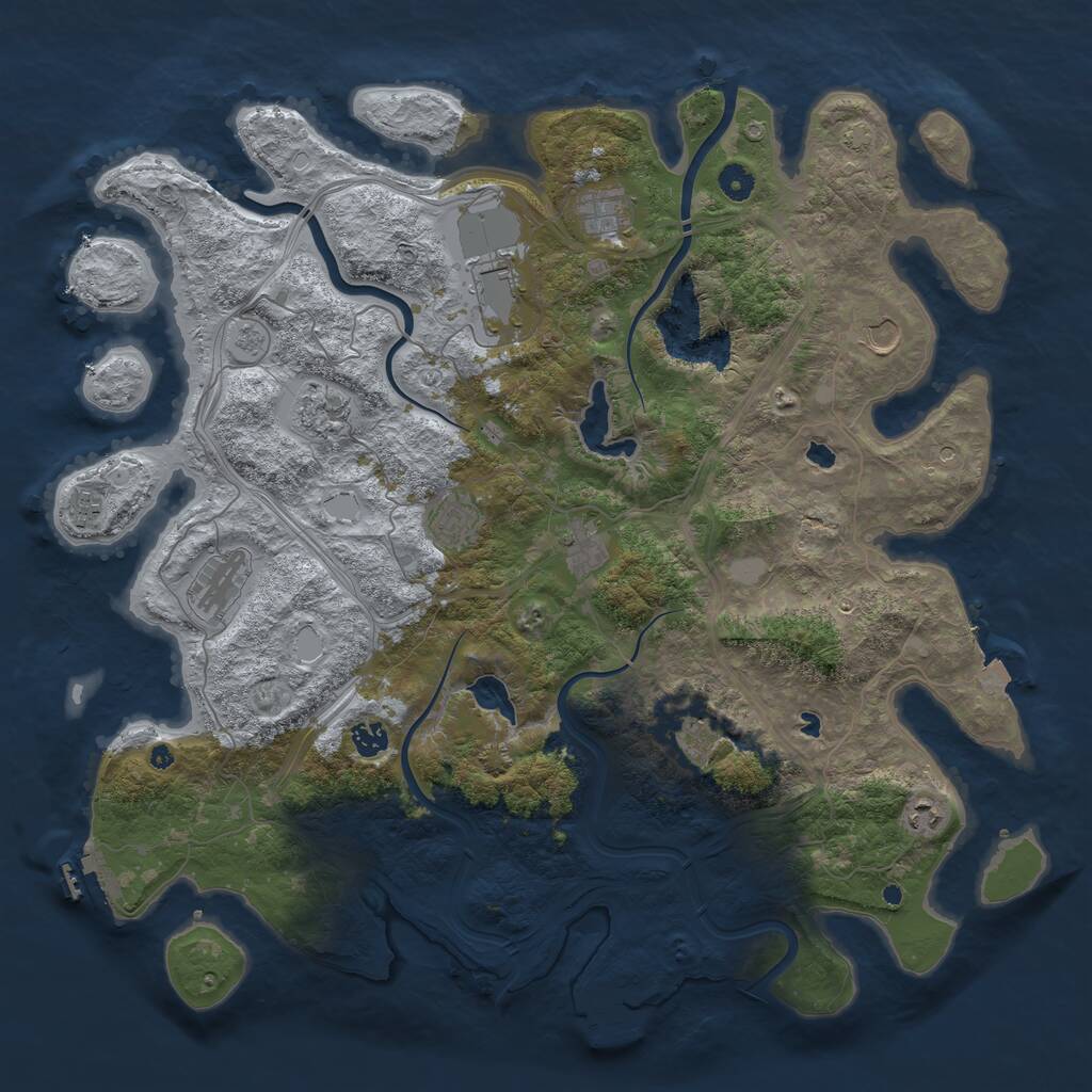 Rust Map: Procedural Map, Size: 4600, Seed: 1833822376, 17 Monuments