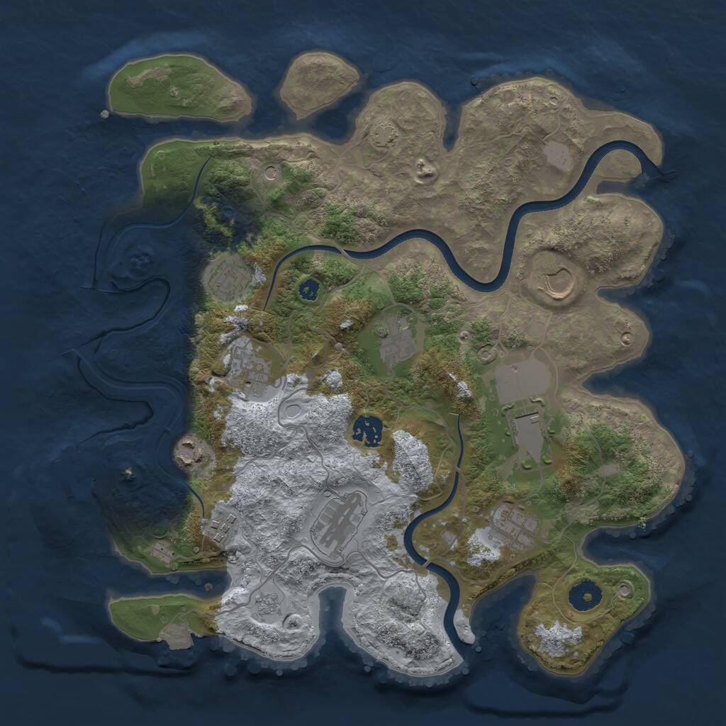 Rust Map: Procedural Map, Size: 3500, Seed: 157115700, 15 Monuments