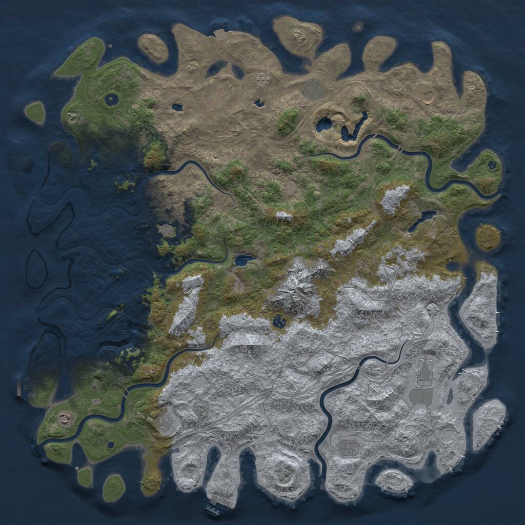 Rust Map: Procedural Map, Size: 6000, Seed: 73777377, 17 Monuments