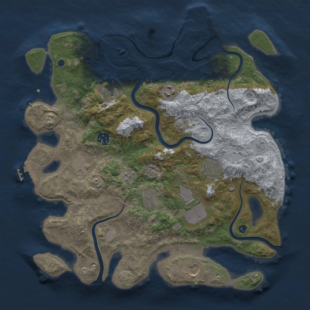 Rust Map: Procedural Map, Size: 3750, Seed: 1889969598, 15 Monuments