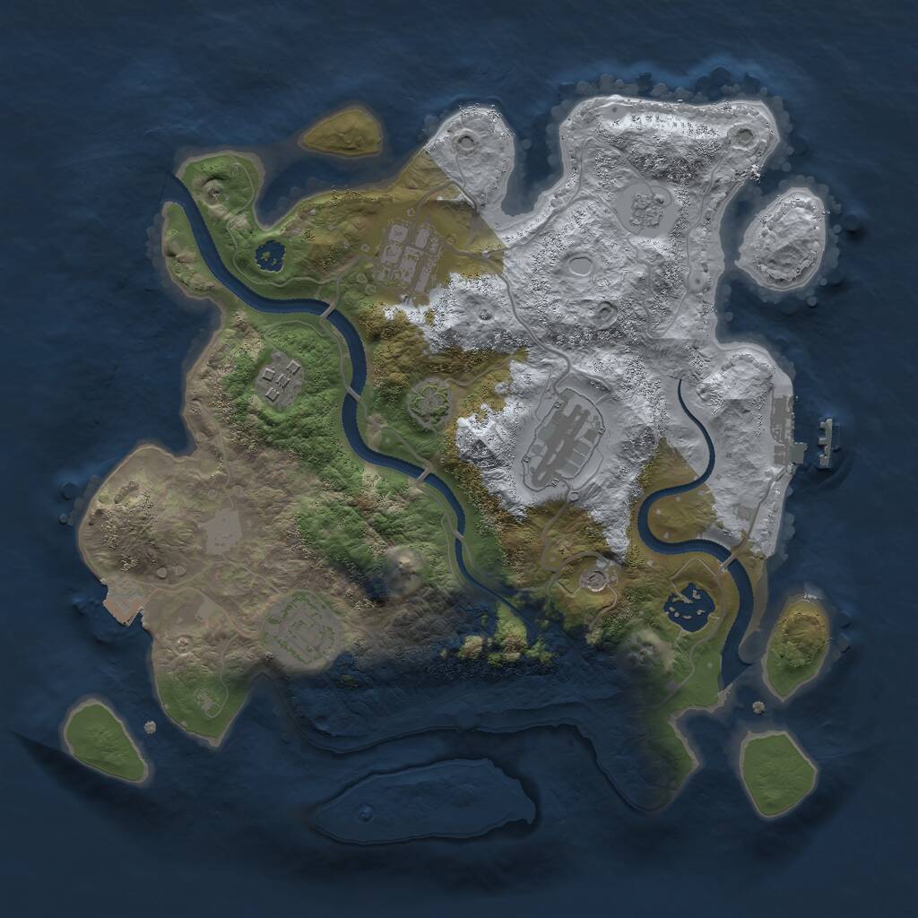 Rust Map: Procedural Map, Size: 3000, Seed: 810114376, 10 Monuments