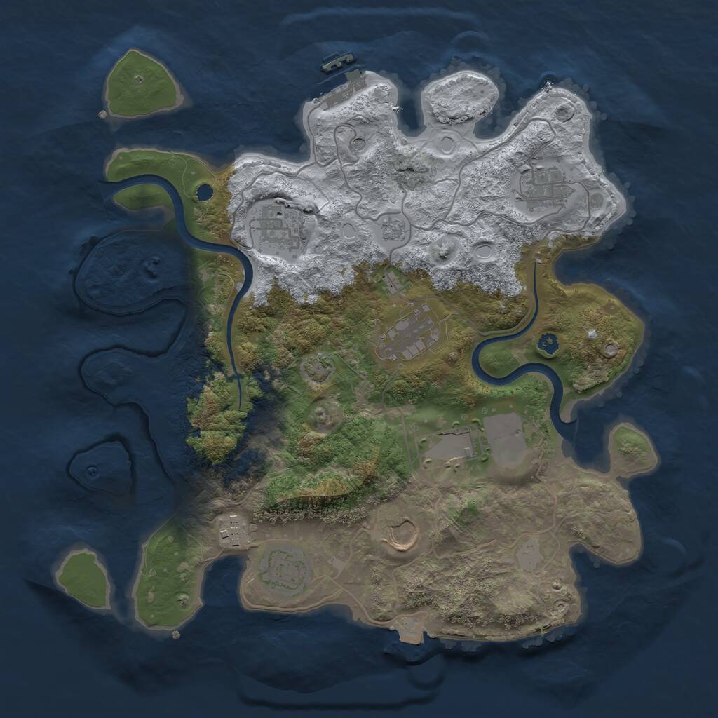 Rust Map: Procedural Map, Size: 3500, Seed: 1034105, 12 Monuments