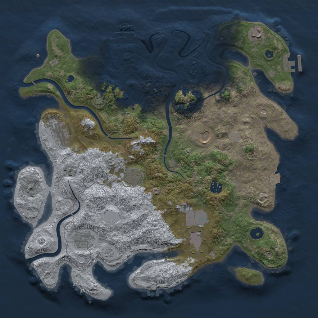 Rust Map: Procedural Map, Size: 3800, Seed: 522884717, 15 Monuments