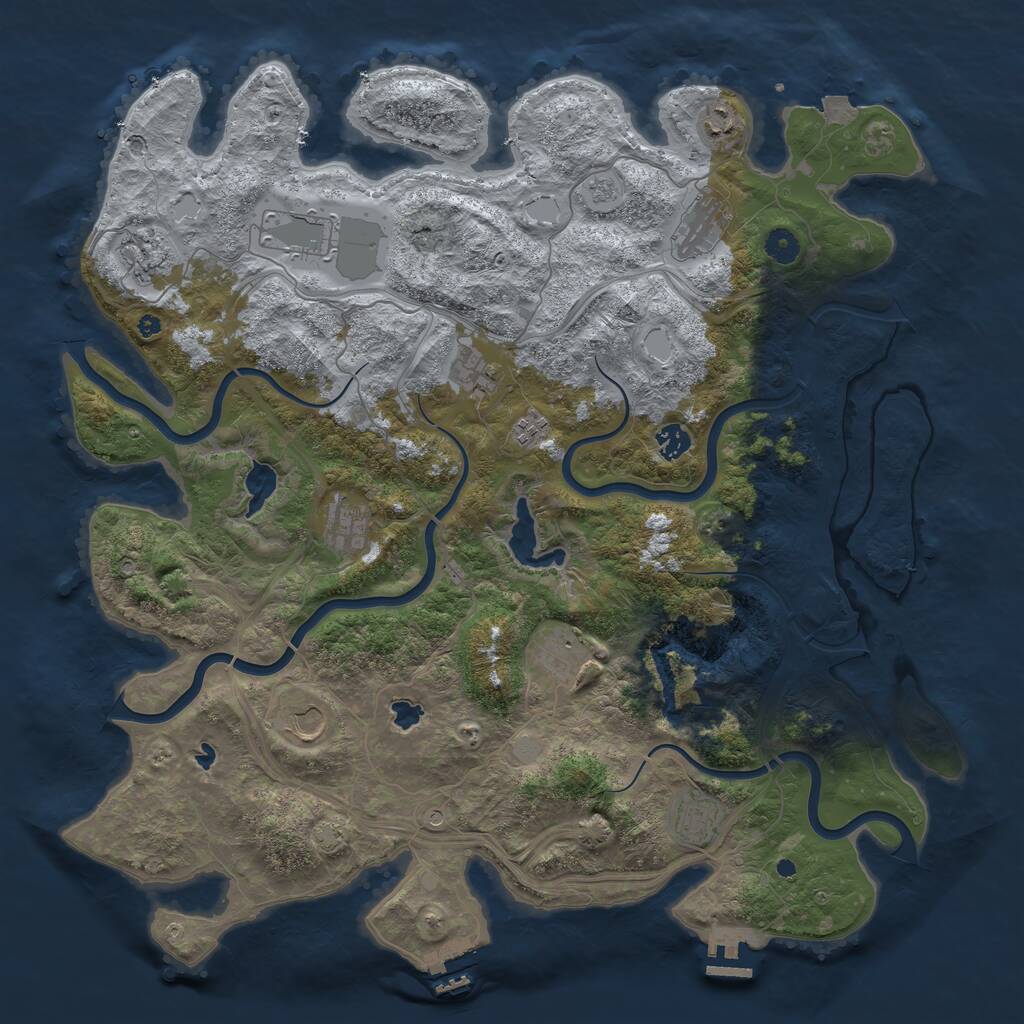 Rust Map: Procedural Map, Size: 4500, Seed: 566598040, 17 Monuments