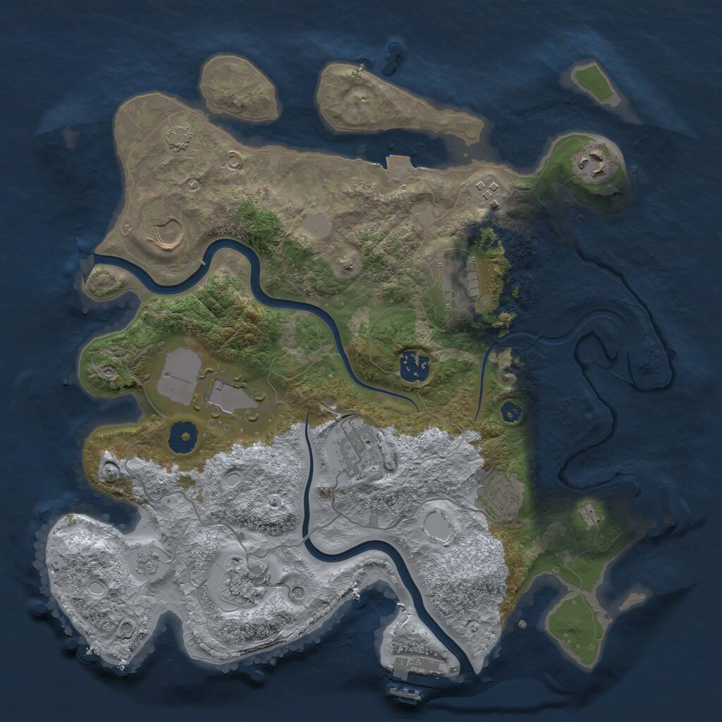 Rust Map: Procedural Map, Size: 3500, Seed: 433880924, 15 Monuments