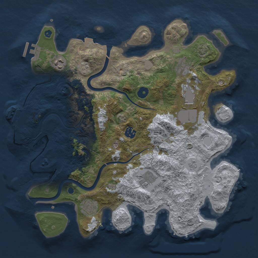 Rust Map: Procedural Map, Size: 3500, Seed: 2102012390, 13 Monuments