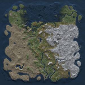 Thumbnail Rust Map: Procedural Map, Size: 6000, Seed: 829484448, 17 Monuments