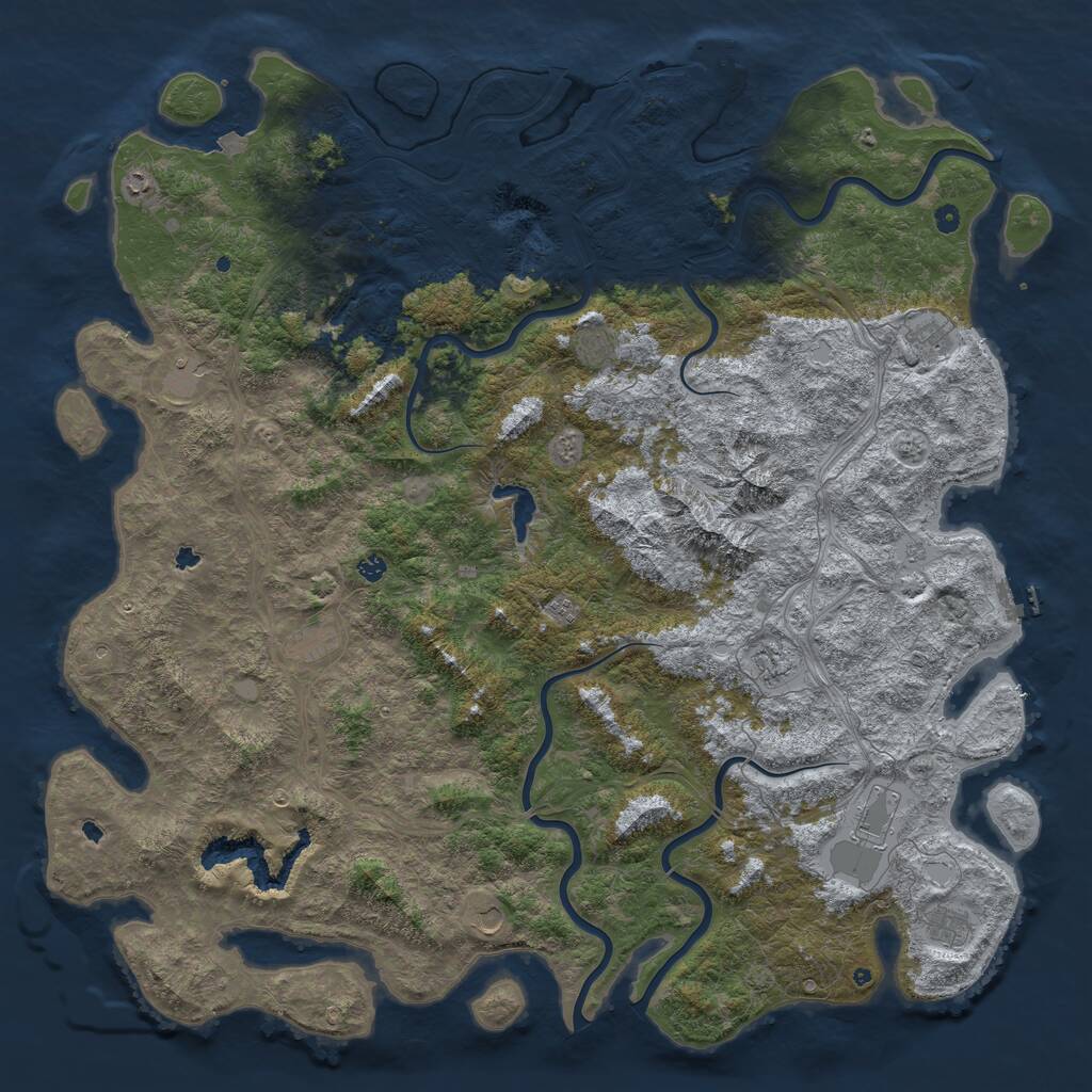 Rust Map: Procedural Map, Size: 6000, Seed: 829484448, 17 Monuments