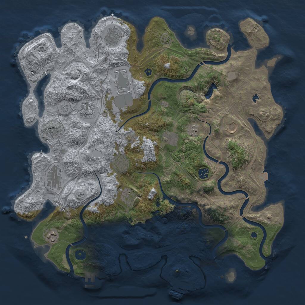 Rust Map: Procedural Map, Size: 4250, Seed: 1493484106, 17 Monuments