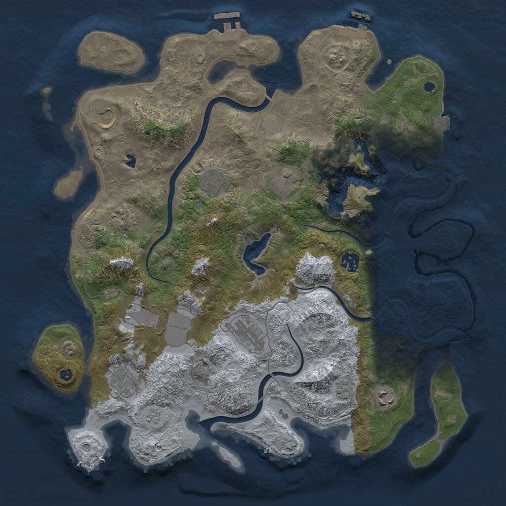 Rust Map: Procedural Map, Size: 4000, Seed: 9735, 16 Monuments