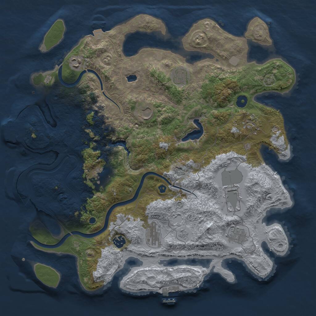 Rust Map: Procedural Map, Size: 4000, Seed: 1213341568, 16 Monuments