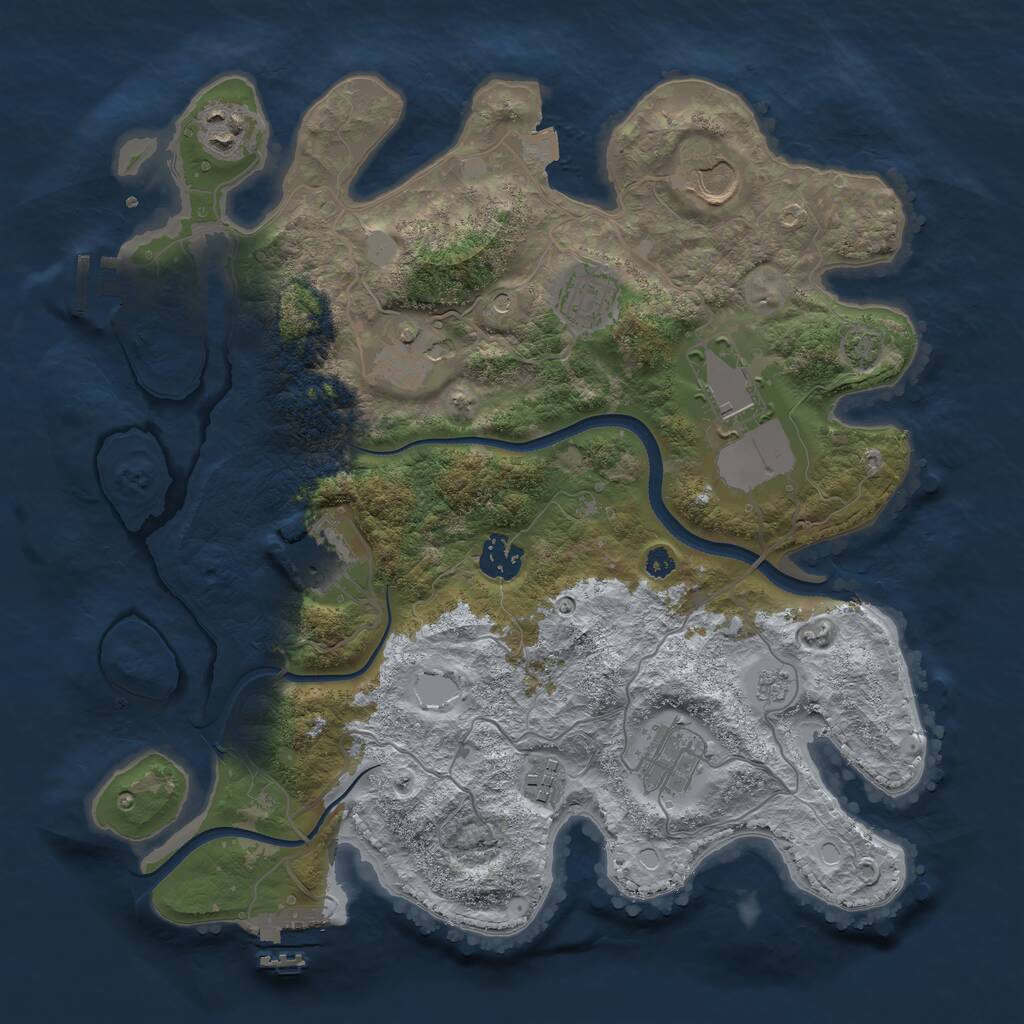 Rust Map: Procedural Map, Size: 3500, Seed: 100034647, 15 Monuments