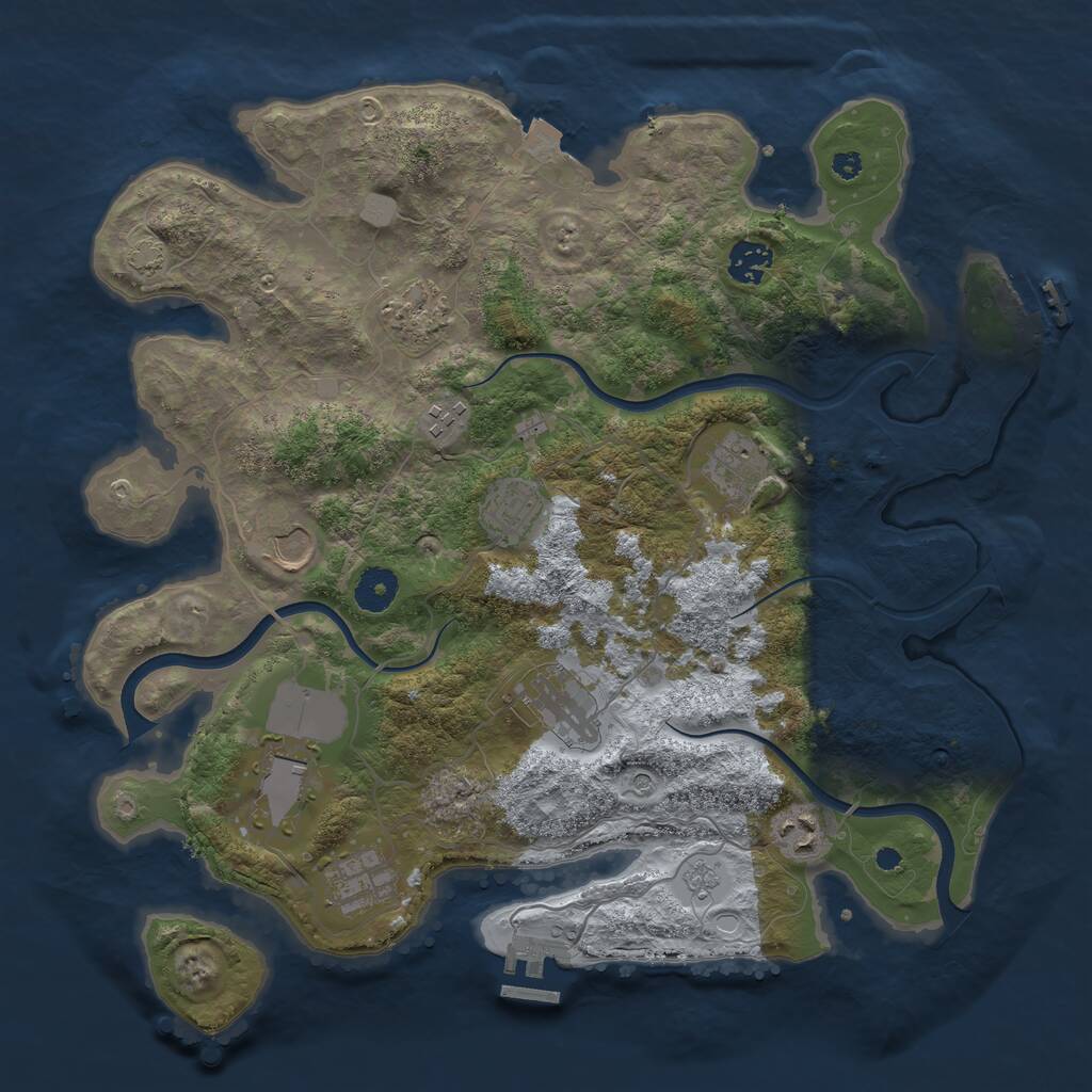 Rust Map: Procedural Map, Size: 3750, Seed: 1108131412, 16 Monuments
