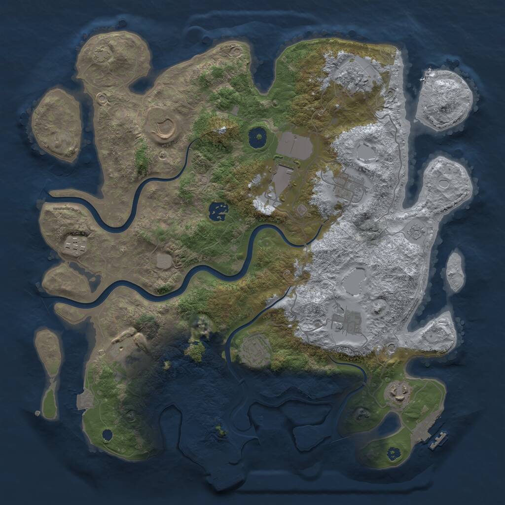 Rust Map: Procedural Map, Size: 3800, Seed: 2027577443, 16 Monuments