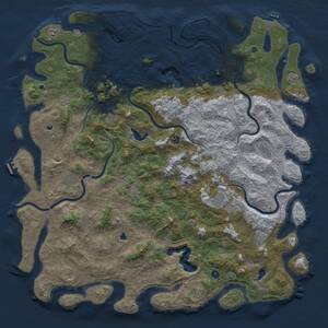Thumbnail Rust Map: Procedural Map, Size: 6000, Seed: 884314444, 17 Monuments