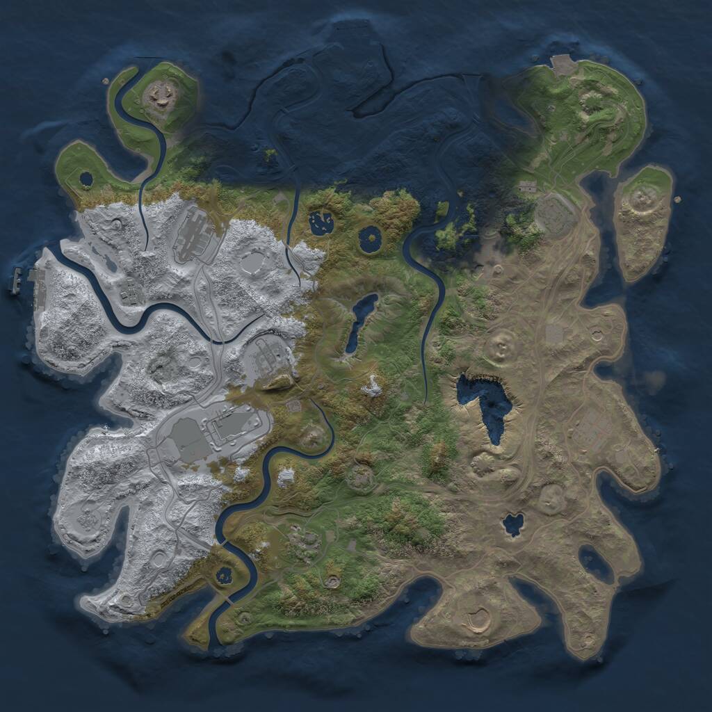Rust Map: Procedural Map, Size: 4250, Seed: 1942620724, 17 Monuments