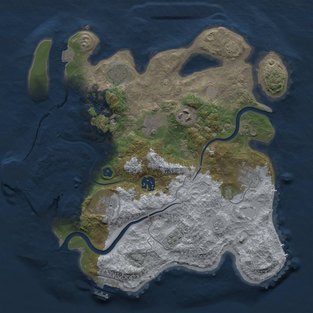 Rust Map: Procedural Map, Size: 3250, Seed: 844359223, 13 Monuments
