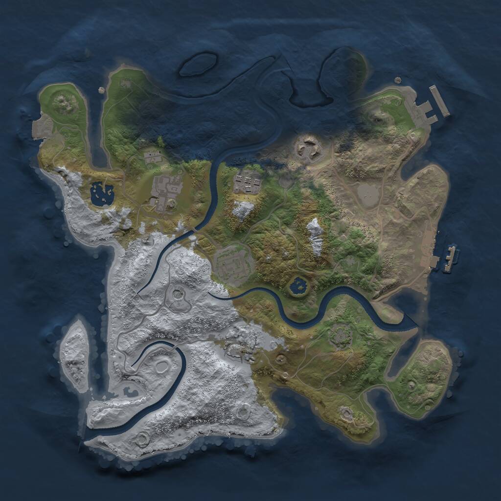 Rust Map: Procedural Map, Size: 3000, Seed: 42399, 11 Monuments