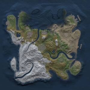 Thumbnail Rust Map: Procedural Map, Size: 3000, Seed: 42399, 11 Monuments