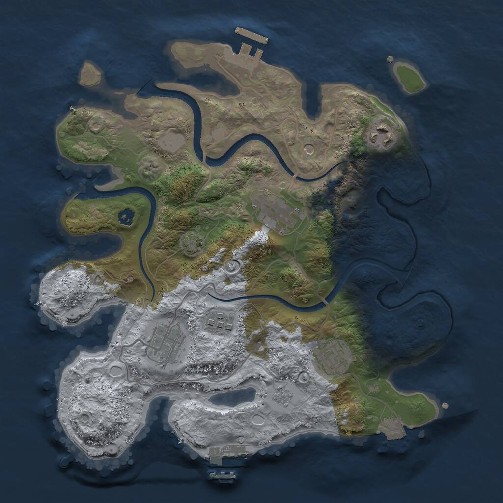 Rust Map: Procedural Map, Size: 3000, Seed: 845410596, 11 Monuments