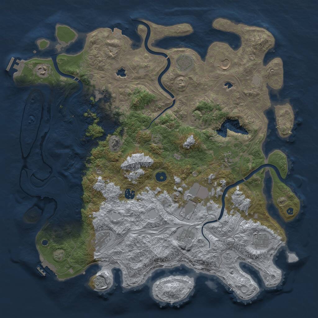 Rust Map: Procedural Map, Size: 4500, Seed: 231390109, 17 Monuments