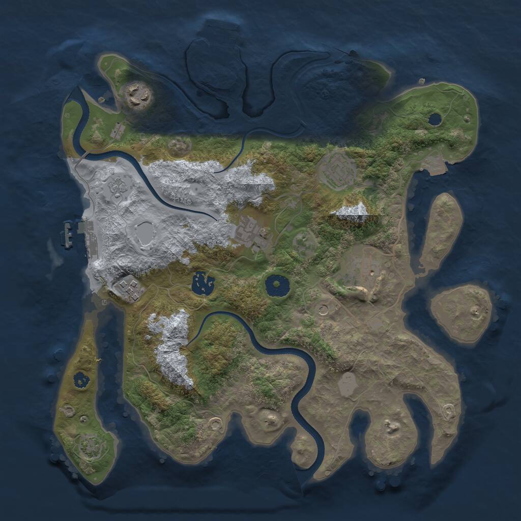 Rust Map: Procedural Map, Size: 3300, Seed: 360239118, 12 Monuments