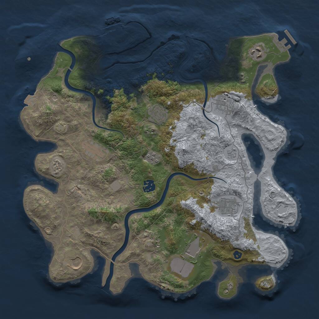 Rust Map: Procedural Map, Size: 3750, Seed: 1628056609, 16 Monuments