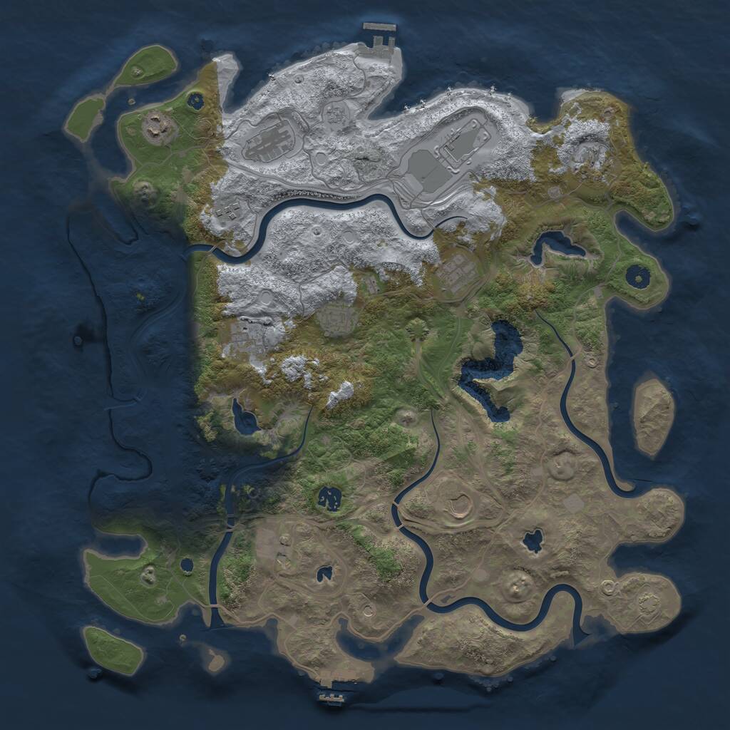 Rust Map: Procedural Map, Size: 4500, Seed: 302976689, 17 Monuments