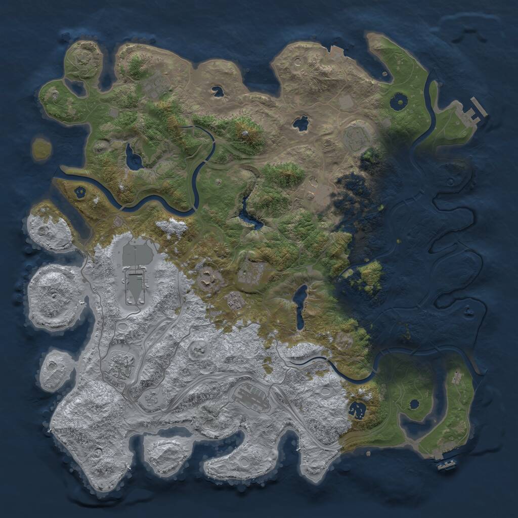Rust Map: Procedural Map, Size: 4500, Seed: 1116667955, 16 Monuments
