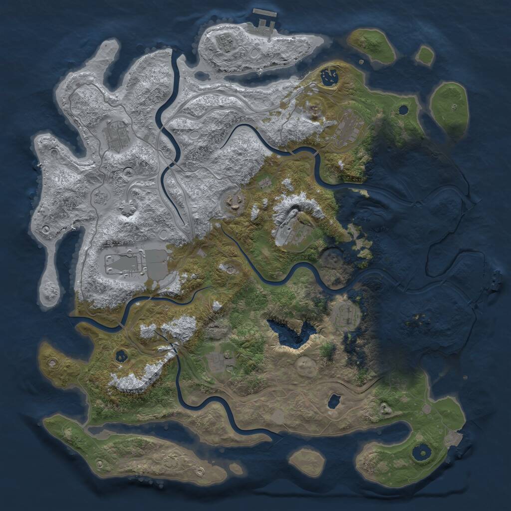 Rust Map: Procedural Map, Size: 4300, Seed: 2035246860, 15 Monuments